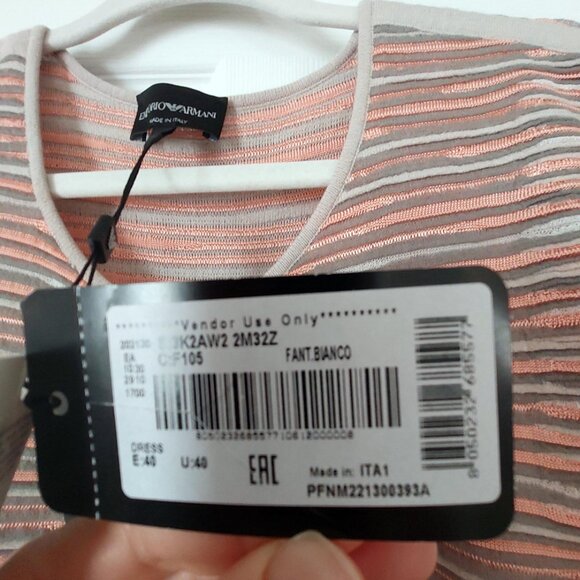 Pink and Grey Knitted Striped Pleated Dress - Picture 7 of 14